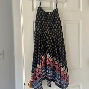 Boho spaghetti strap black dress